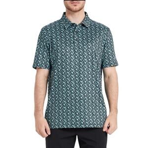 Maelreg Men's Printed Golf Shirt, Green Climb, Size Large